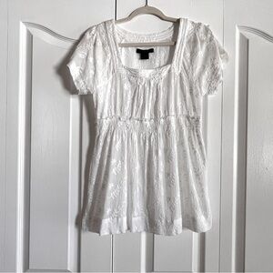 Calvin Klein white embroidered short sleeve top blouse size S